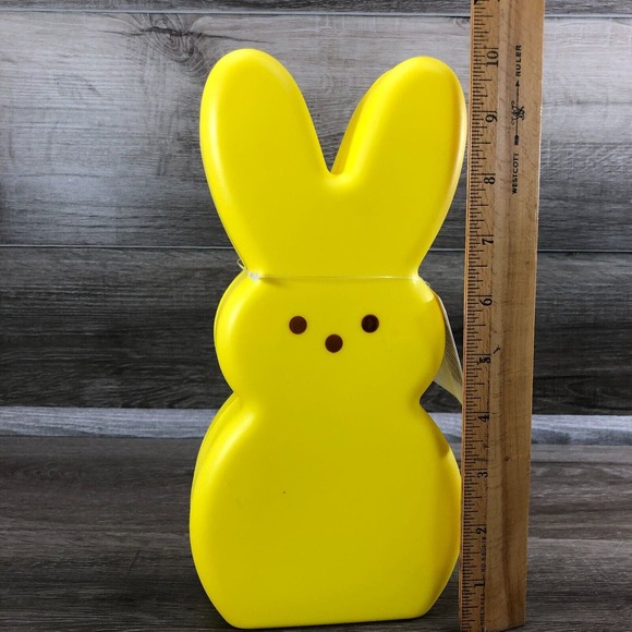 10” Yellow Peeps Blow Mold Plastic Bunny New Battery Operated LED Easter Decor - Picture 10 of 10